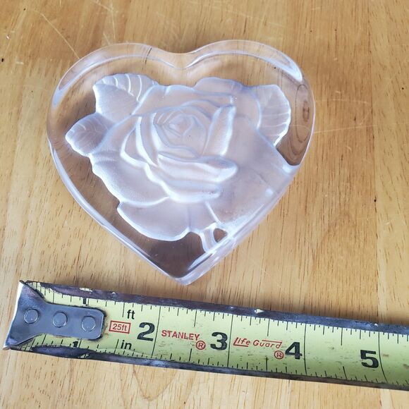 Silvestri Crystal Etched Rose Glass Paperweight - Picture 3 of 7